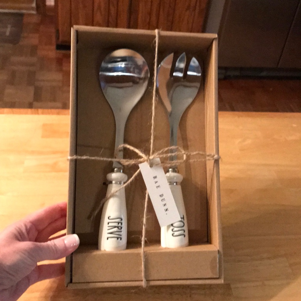 Rae Dunn LL TOSS/SERVE salad utensils NWOT